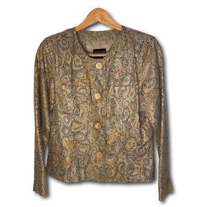 Size Small Fully Lined Button Up Metallic Rose Gold & Silver Blazer Jacket